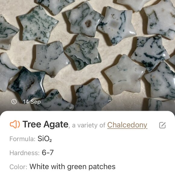 2/$20, Genuine White Green Tree Agate Star & Silver Cat on the Moon Pendant - Picture 10 of 11